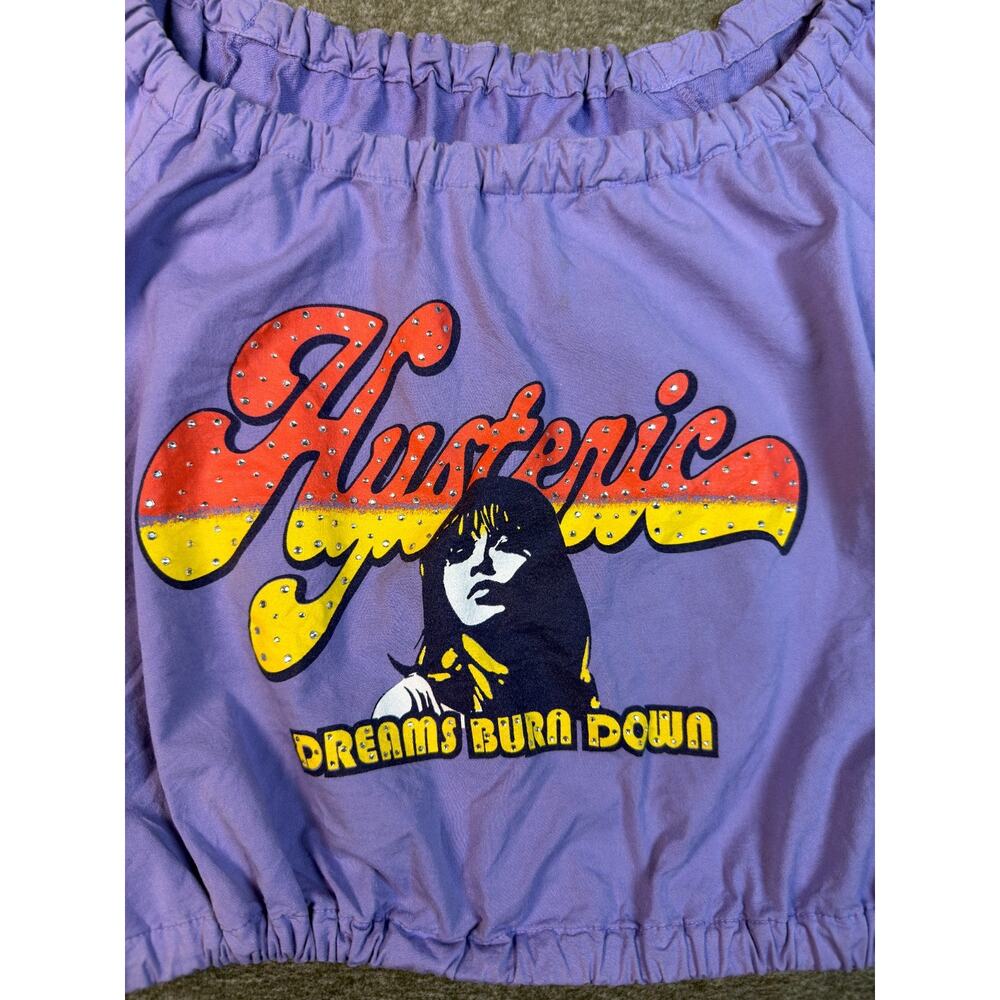 VTG Hysteric Glamour Purple Dreams Burn Down Cropped Puff Sleeve Top One Size - Picture 2 of 10